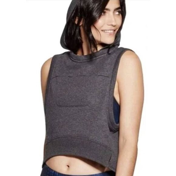 Joy Lab Sz XL Cropped Sleeveless Hoodie Sweatshirt w/ Front Zippered Pocket - Picture 1 of 10